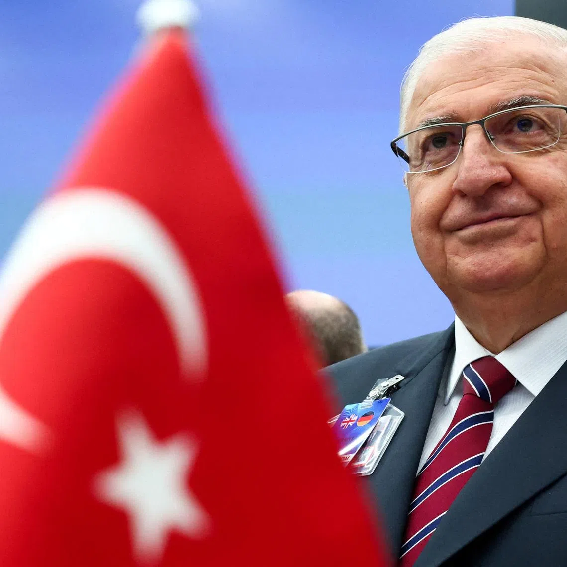 FILE PHOTO: Turkish Defence Minister Yasar Guler attends a meeting of the Ukraine Defense Contact Group, as a part of a NATO Defence Ministers' meeting at the Alliance's headquarters in Brussels, Belgium June 4, 2025. REUTERS/Yves Herman/File Photo