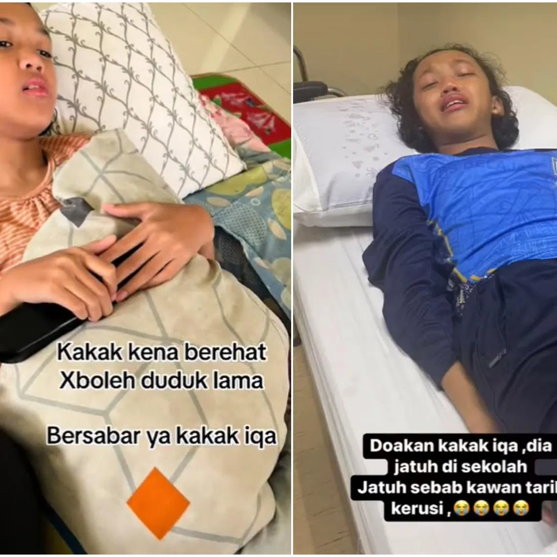 The girl’s mother took to TikTok to highlight that her child known as Iqa fell after a friend pulled her chair away.