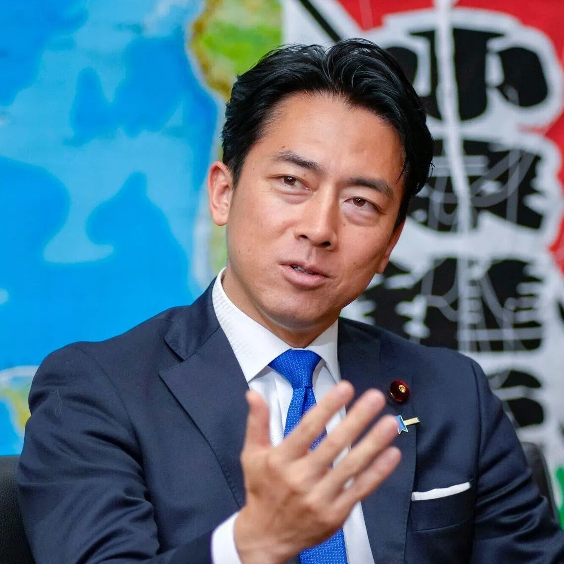 Shinjiro Koizumi, Japan's defense minister, speaks during an interview at the Defense Ministry in Tokyo, Japan, on Wednesday, June 17, 2026. Koizumi said that Japan would take a transparent approach to investing in the new methods of warfare like drones and artificial intelligence that are needed to keep up with the changing nature of conflict. Photographer: Toru Hanai/Bloomberg