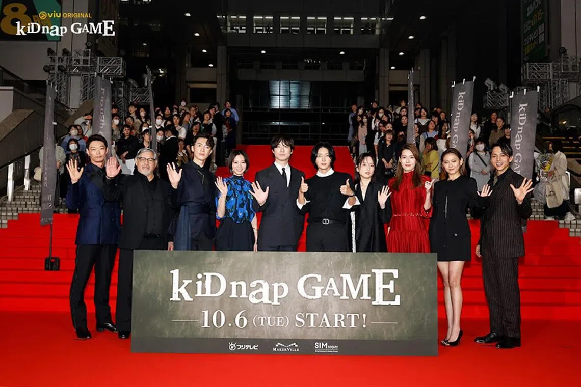 (From left) Show Kasamatsu, Joel Torre, Stanley Yau, Sae Okazaki, Kentaro Sakaguchi, Lee Joon-gi, Alice Ko, Carrie Wong, Praew Narupornkamol Chaisang and Shinnosuke Mitsushima at the world premiere of Kidnap Game in Tokyo on Oct 2.