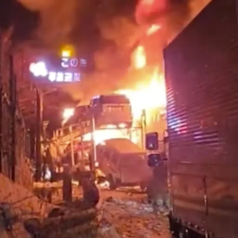 At least 17 vehicles caught fire.