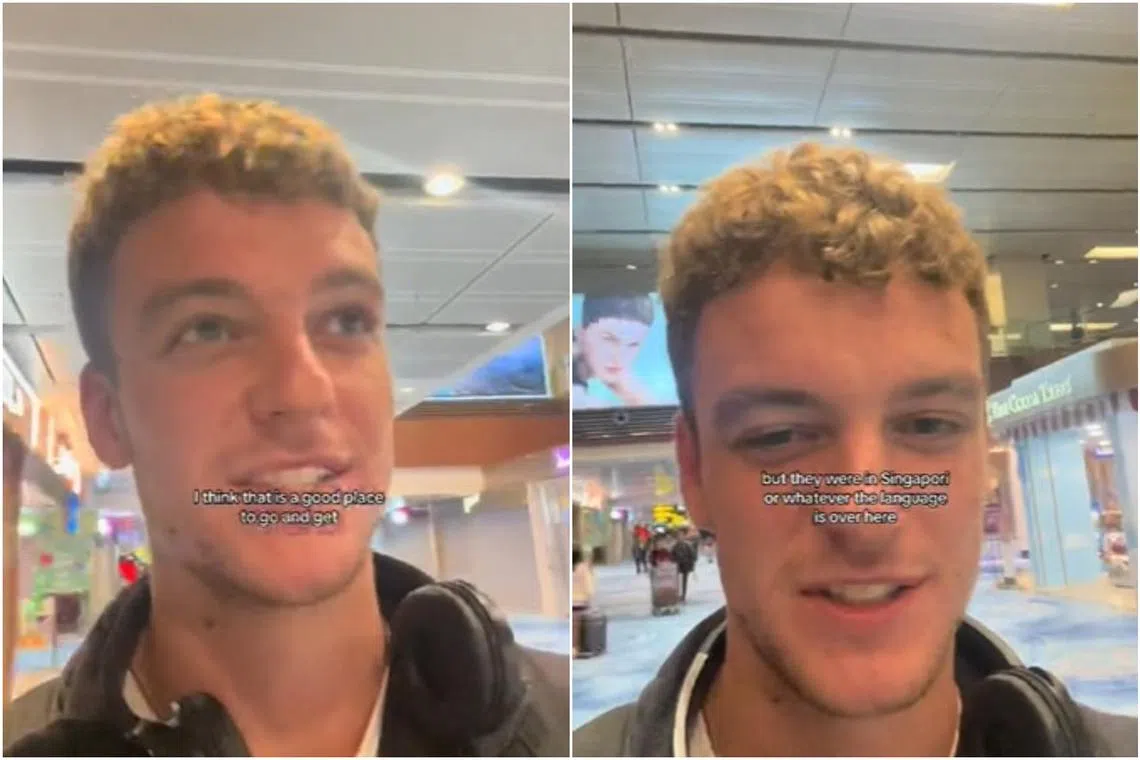 Archie mistakenly called the local language on the Changi Airport signboards "Singapori" as he was filming his TikTok video.