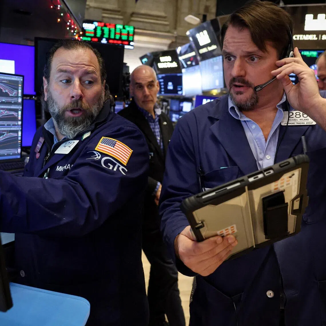 Traders working on the floor of the New York Stock Exchange, in New York City.