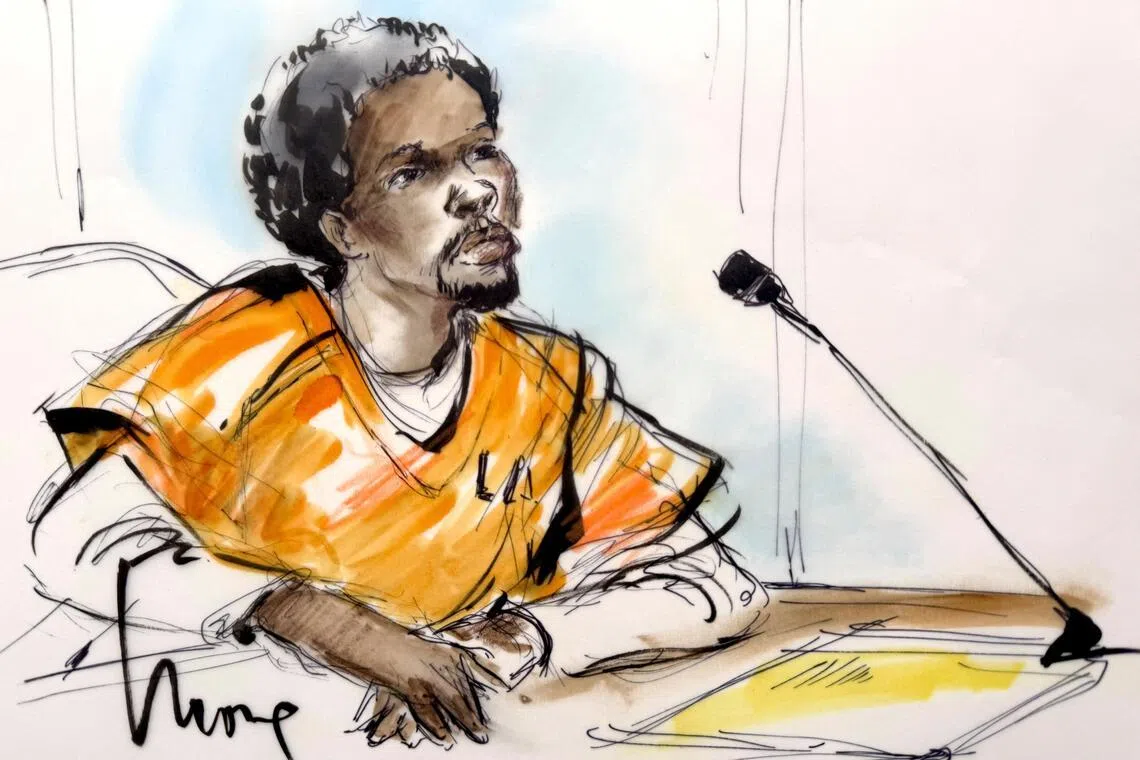 Pop singer D4vd attends a status hearing in the case in Los Angeles, California, US, on May 12, in a courtroom sketch.