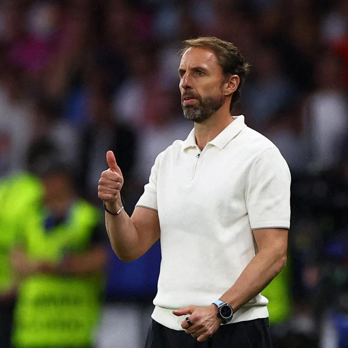 Then England manager Gareth Southgate reacting during the Euro 2024 final defeat by Spain in July. He has been knighted in the New Year Honours.