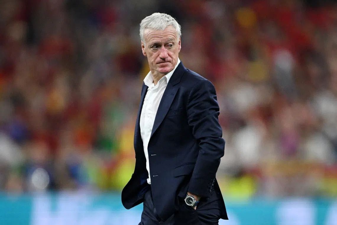 Soccer Football - Euro 2024 - Semi Final - Spain v France - Munich Football Arena, Munich, Germany - July 9, 2024  France coach Didier Deschamps looks dejected after the match REUTERS/Annegret Hilse