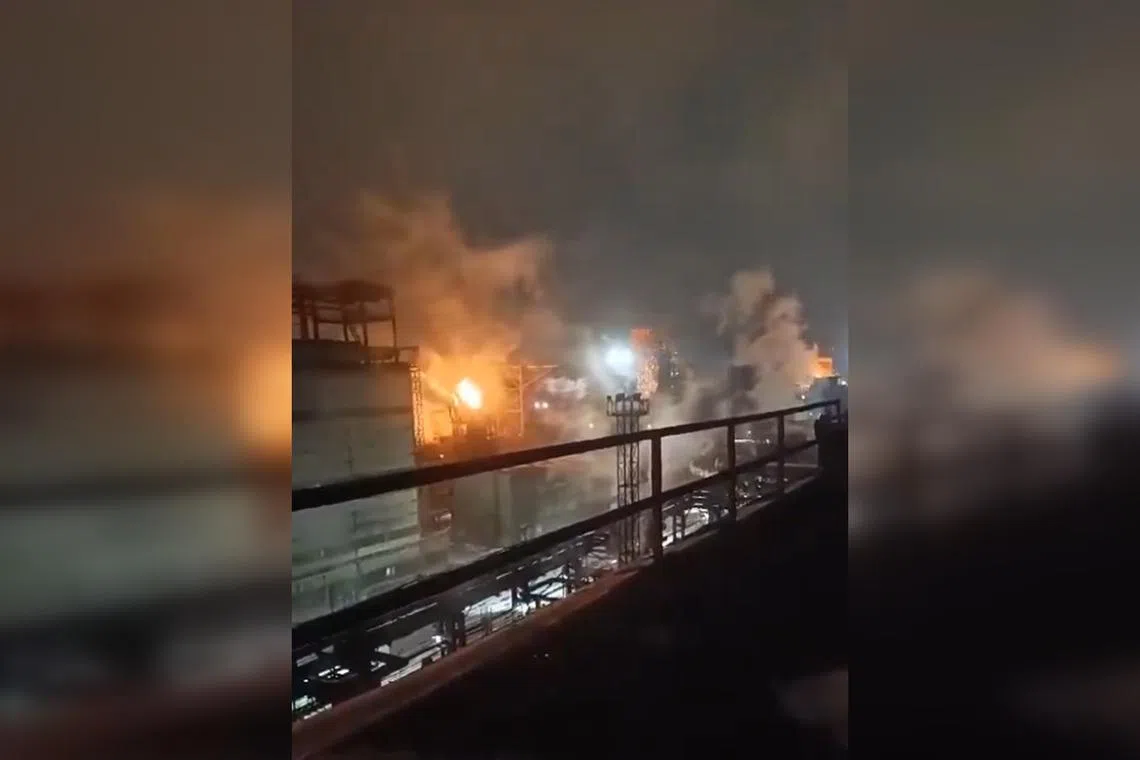Video posted on social media purporting to be from Lipetsk showed an explosion, with a orange flames illuminating the nighttime sky.