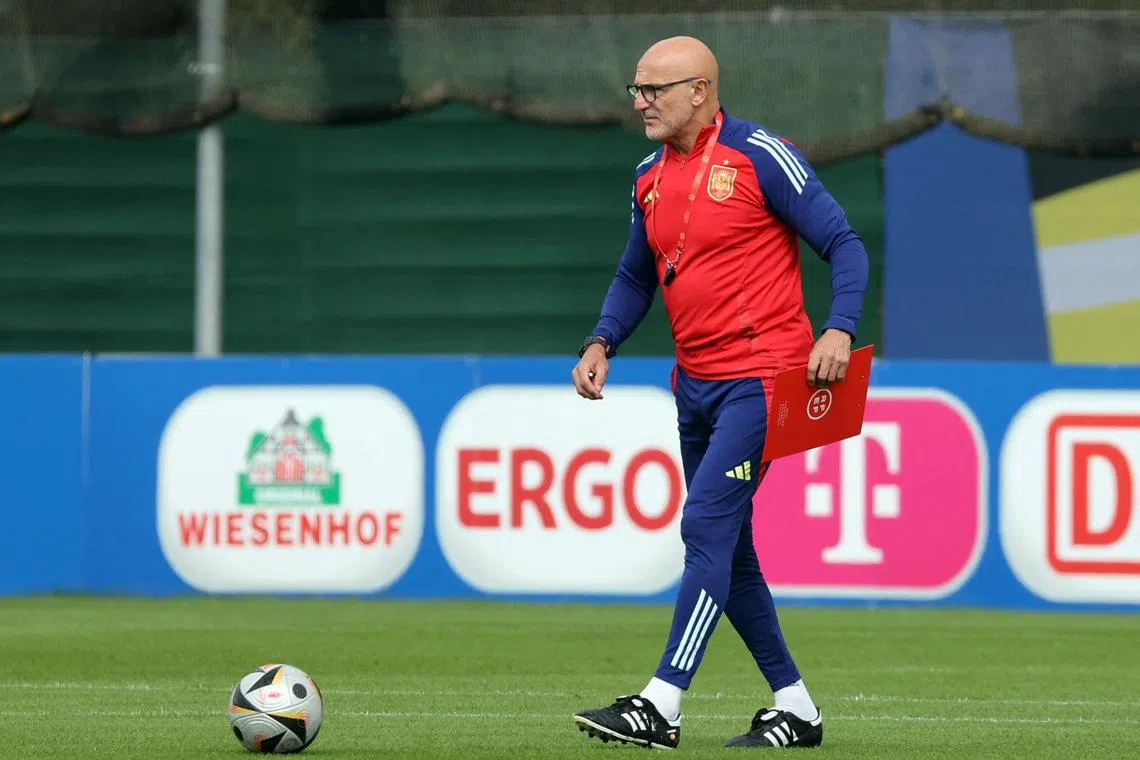 Spain coach Luis de la Fuente during training in Donaueschingen, Germany on July 13 ahead of the Euro 2024 final against England.
