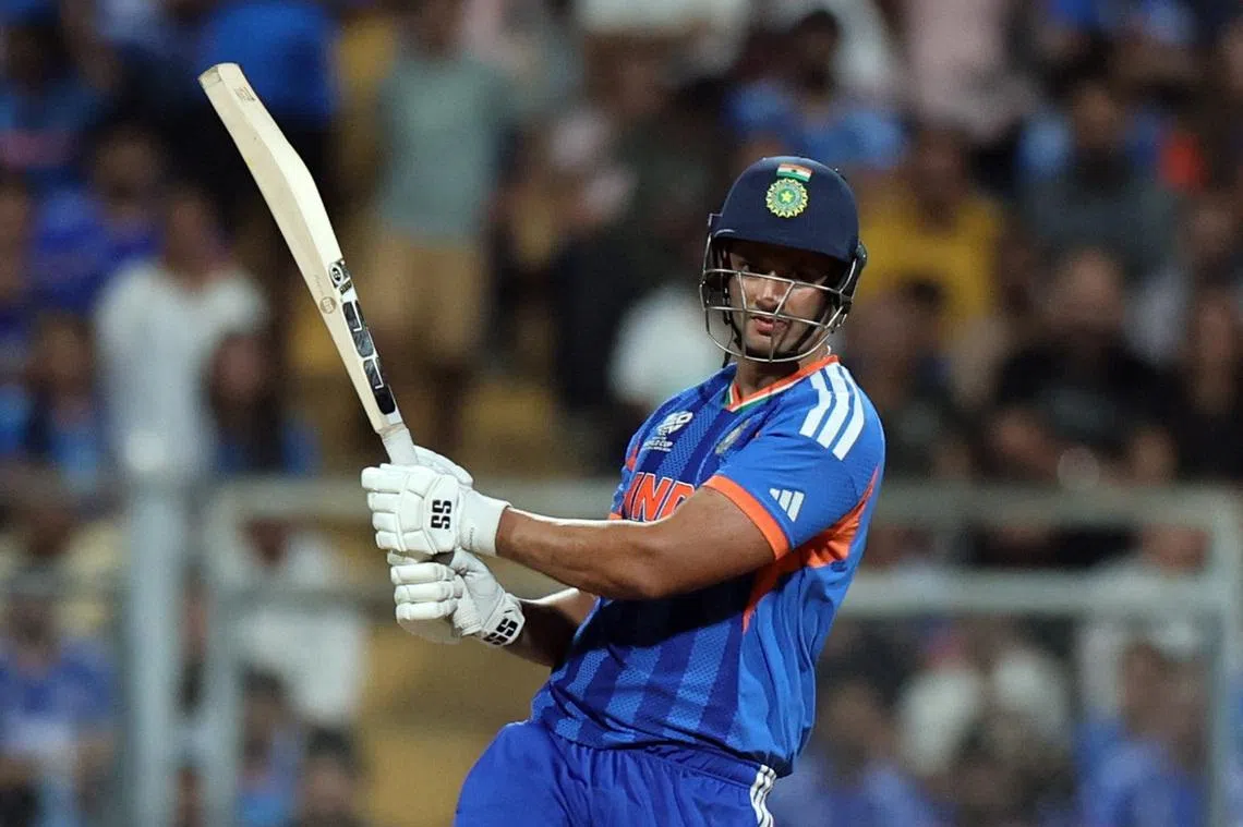 Cricket - ICC Men's T20 World Cup 2026 - Semi Final - India v England - Wankhede Stadium, Mumbai, India - March 5, 2026 India's Shivam Dube in action REUTERS/Francis Mascarenhas