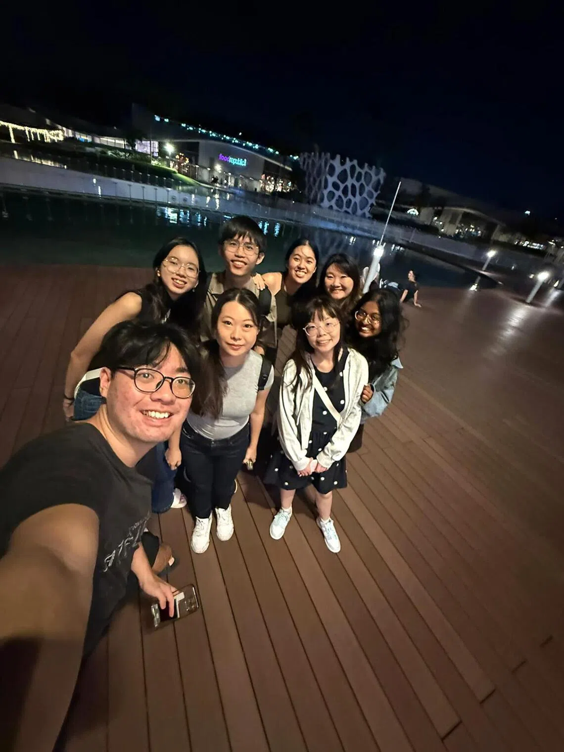 Jade (fourth from right) with her schoolmates from Eunoia Junior College.