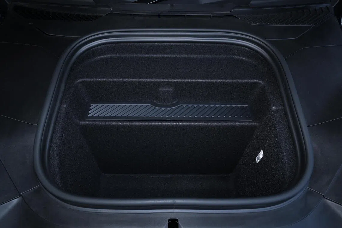 Deep purpose: The car’s 90-litre frunk is usefully deep and wide.