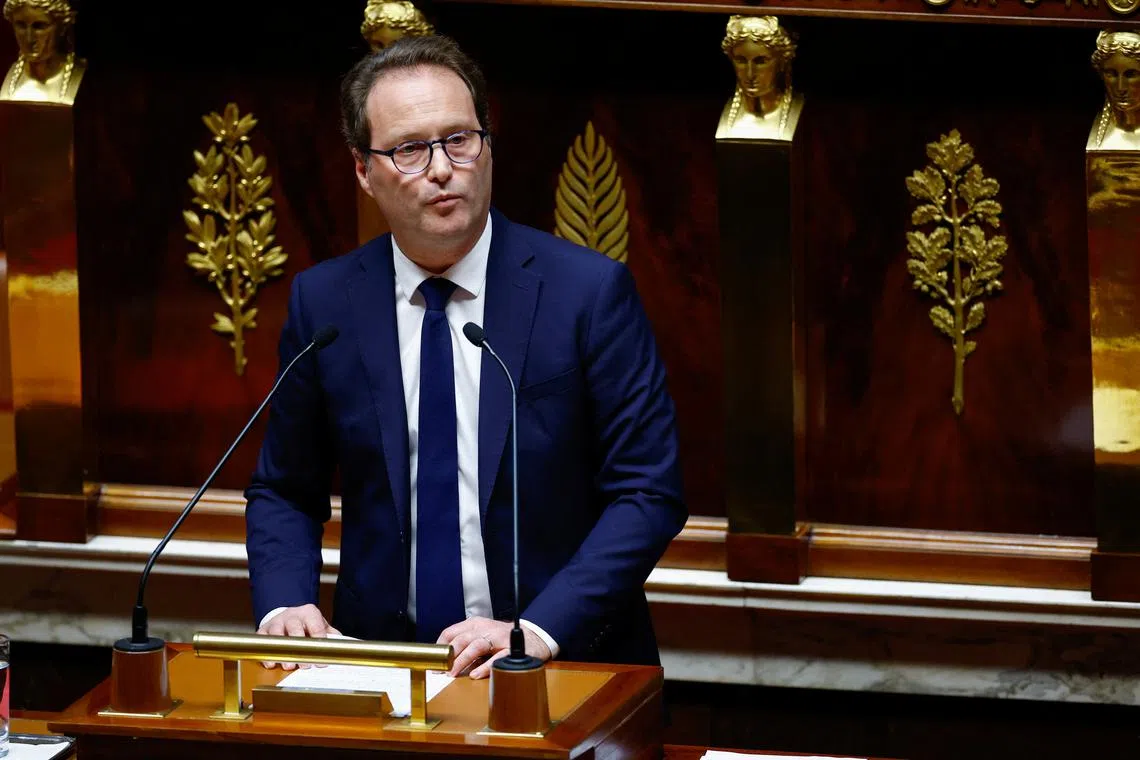 Member of parliament Sylvain Maillard of the Renaissance party speaks at the National Assembly in Paris, France, January 30, 2024. REUTERS/Sarah Meyssonnier/File Photo
