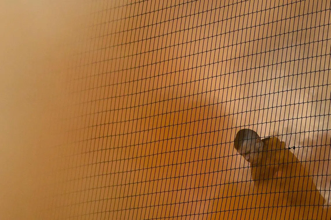 A Frankfurt fan is engulfed in smoke from flares during the German first division Bundesliga football match between Union Berlin and Eintracht Frankfurt in Berlin, on Oct 27, 2024. 