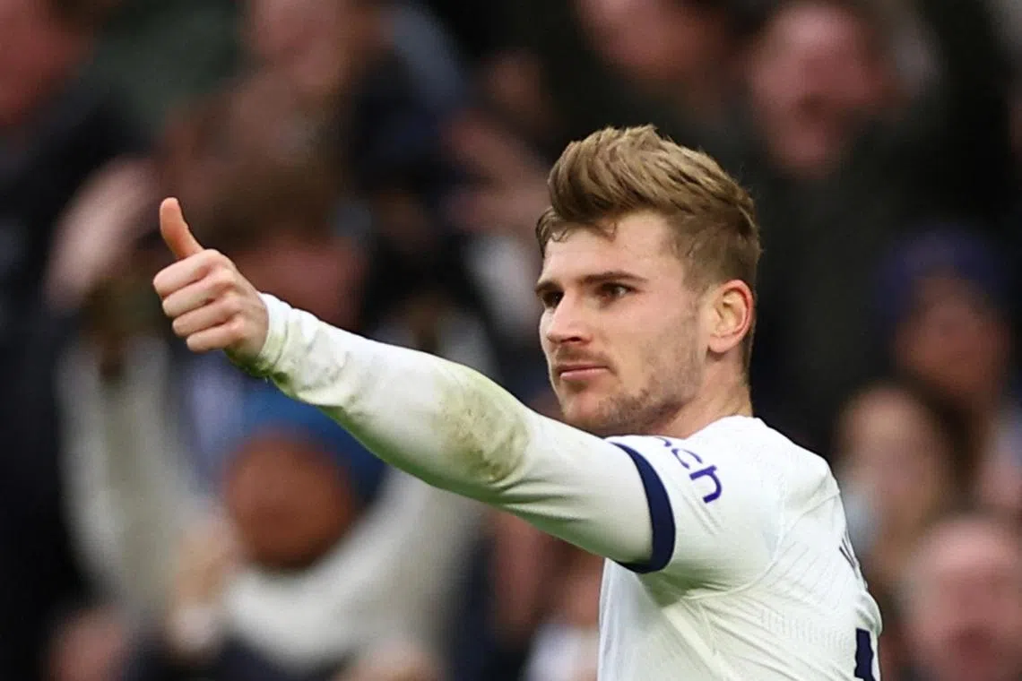 Tottenham Hotspur's Timo Werner celebrates scoring their first goal.