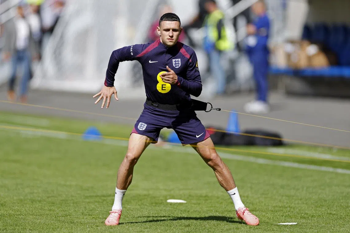 Soccer Football - Euro 2024 - England Training - Jena Stadion, Ernst-Abbe-Sportfeld, Jena, Germany - June 11, 2024 England's Phil Foden during training REUTERS/John Sibley/File Photo