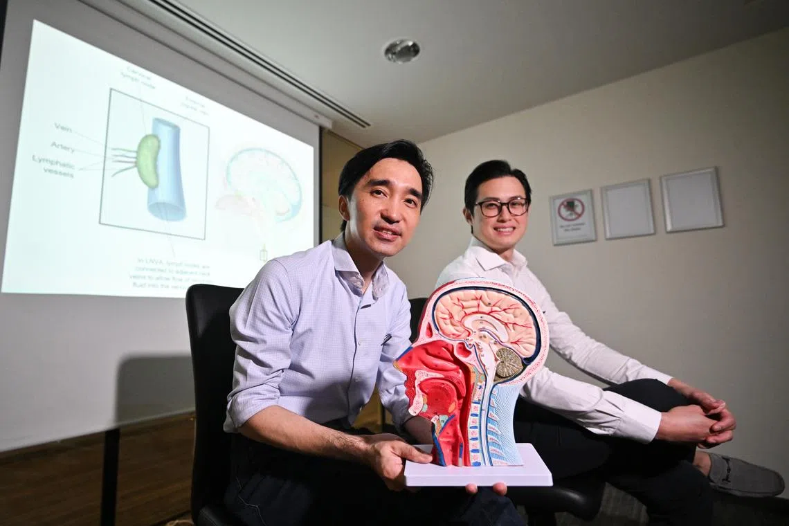 Clinical Assistant Professor Vincent Tay (left) and Clinical Assistant Professor Jeremy Sun hope to recruit an additional six patients this year as part of the trial’s next phase.