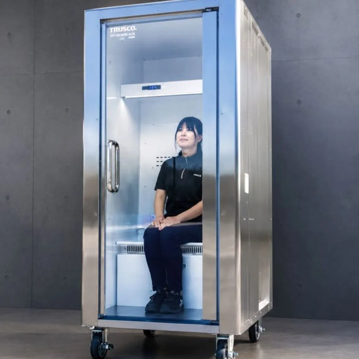 The contraption is meant to be used in places without easy access to air conditioning.