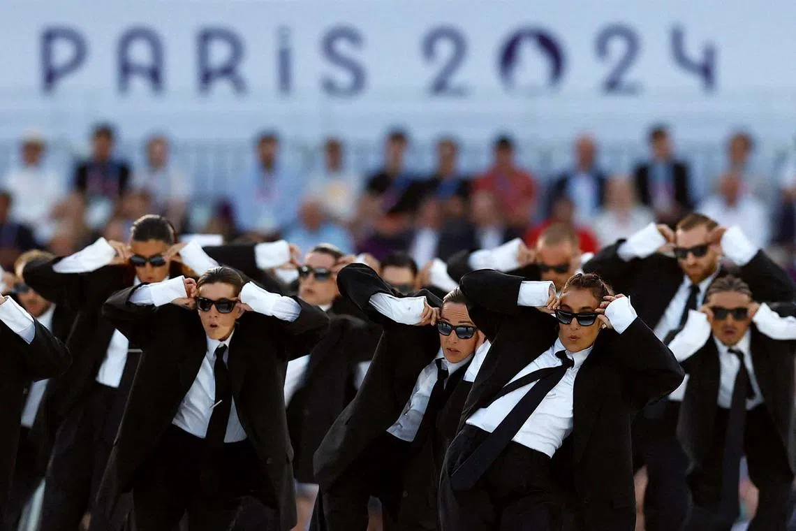Performers during the opening ceremony of Paris 2024 Paralympics in France, Aug 28. 2024.