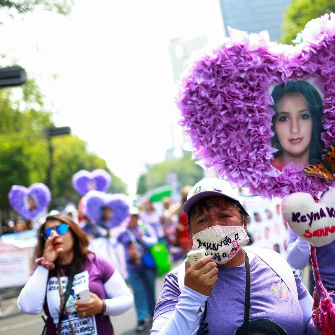Collectives and families of the disappeared march on Mother's day asking for support in their fight against impunity in Mexico ahead of the 2026 FIFA World Cup, in Mexico City, Mexico May 10, 2026. REUTERS/Raquel Cunha