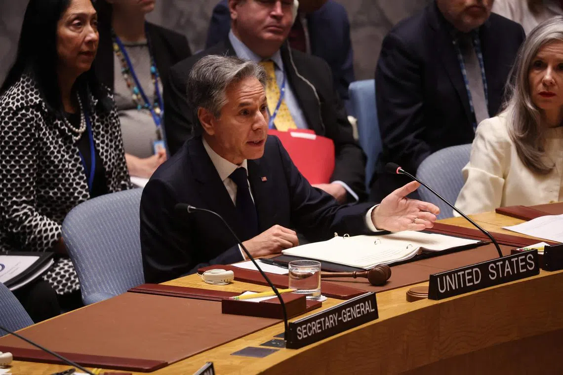 America’s top diplomat told the 15-member UN Security Council that “hunger must not be weaponised”.
