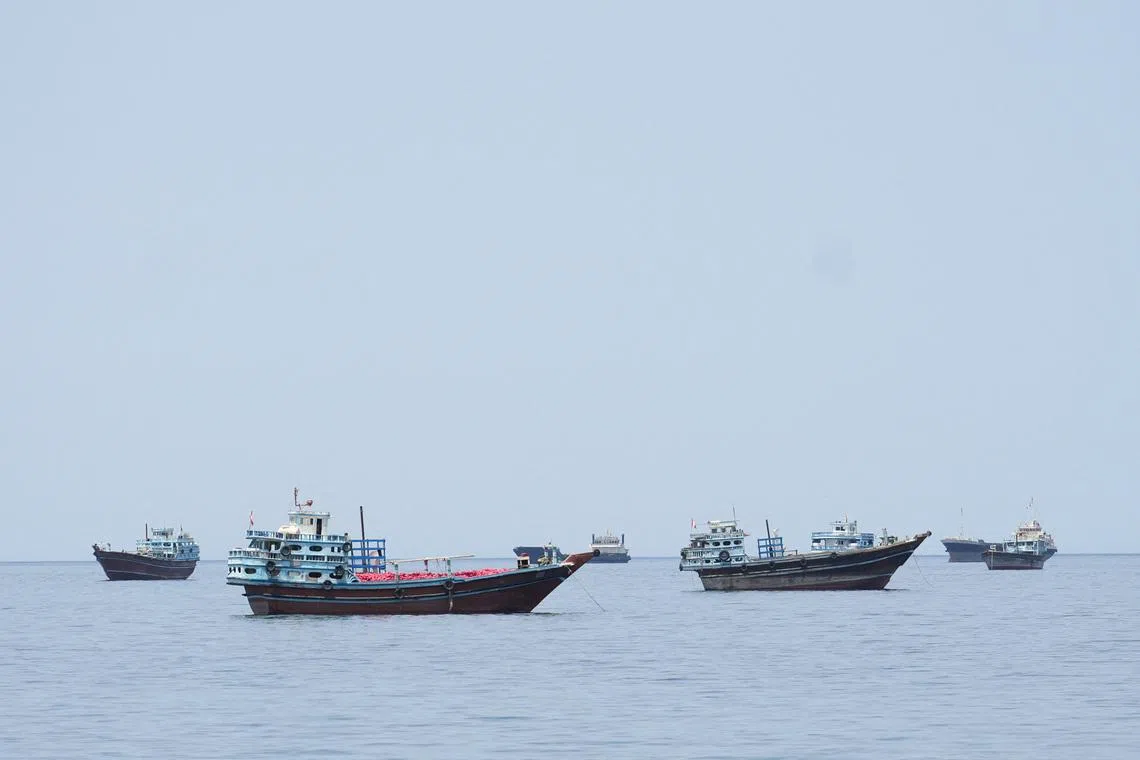 Ships and boats in the Strait of Hormuz, Musandam, Oman, April 24, 2026. REUTERS