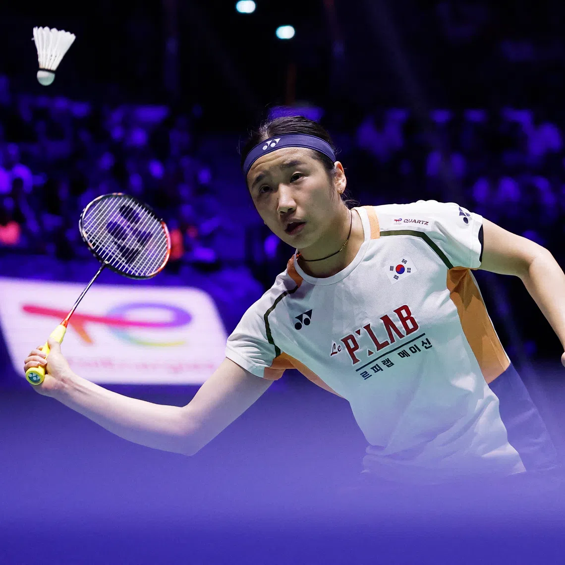 Badminton - BWF World Championships - Adidas Arena, Paris, France - August 30, 2025 South Korea's An Se Young in action during her women's singles semifinal against China's Yu Fei Chen REUTERS/Stephanie Lecocq