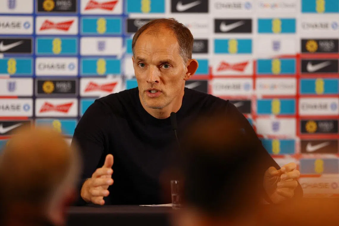 Soccer Football - World Cup - UEFA Qualifiers - England Squad Announcement - Wembley Stadium, London, Britain - August 29, 2025  England manager Thomas Tuchel during the press conference Action Images via Reuters/Matthew Childs