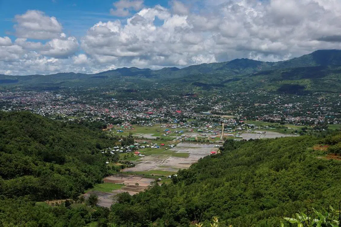 An aerial view of Churachandpur district in the northeastern state of Manipur, India, July 24, 2023. REUTERS/Adnan Abidi/File Photo