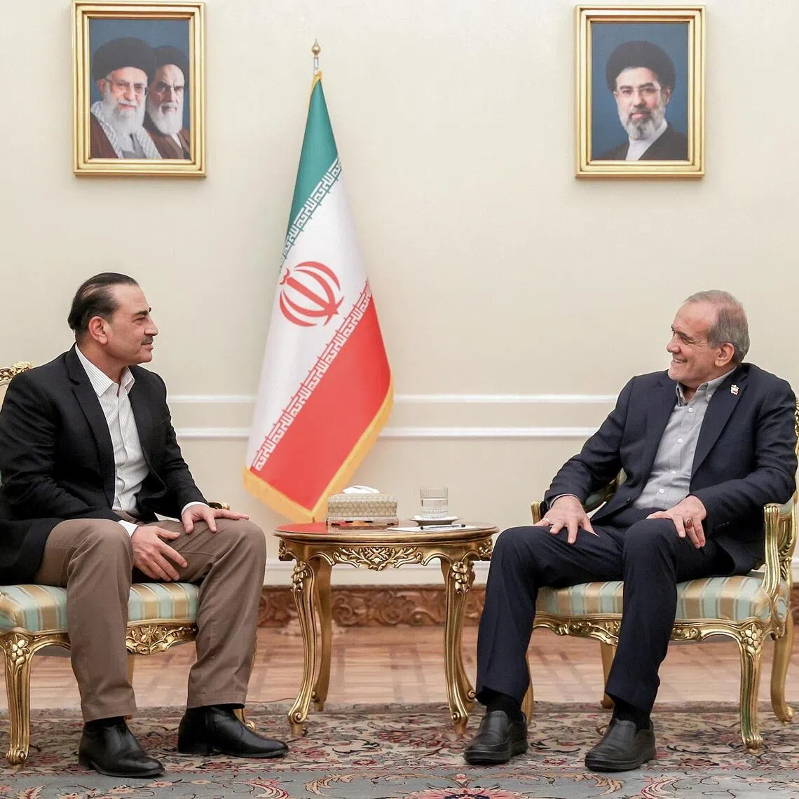 Pakistan army chief Asim Munir (left) meeting Iranian President Masoud Pezeshkian in Tehran on Aug 24.