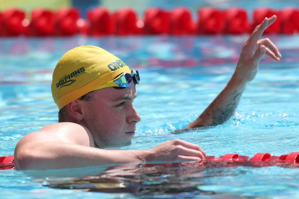 Sam Short of Australia after competing in Heat 4 in the men’s 400m freestyle on Aug 14.
