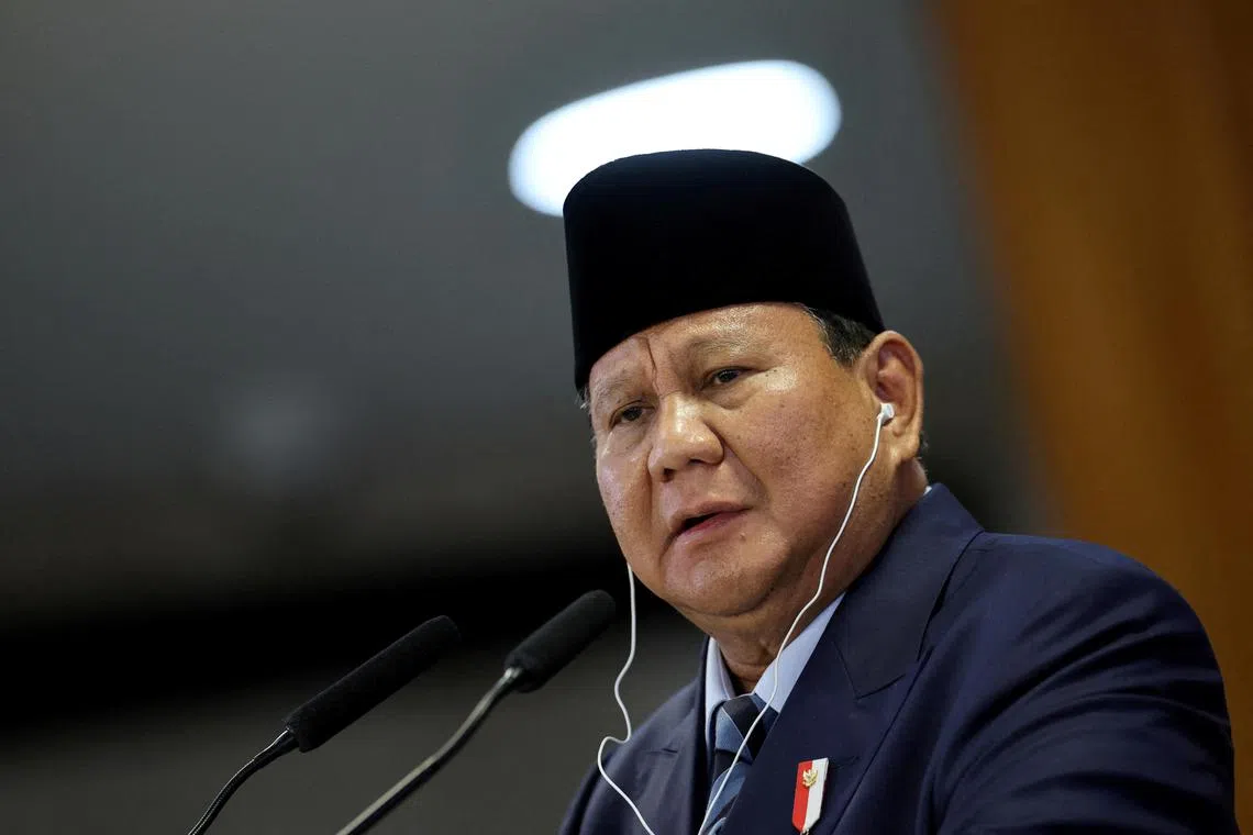 Indonesia's President Prabowo Subianto speaks at Planalto Palace in Brasilia, Brazil on July 9, 2025.