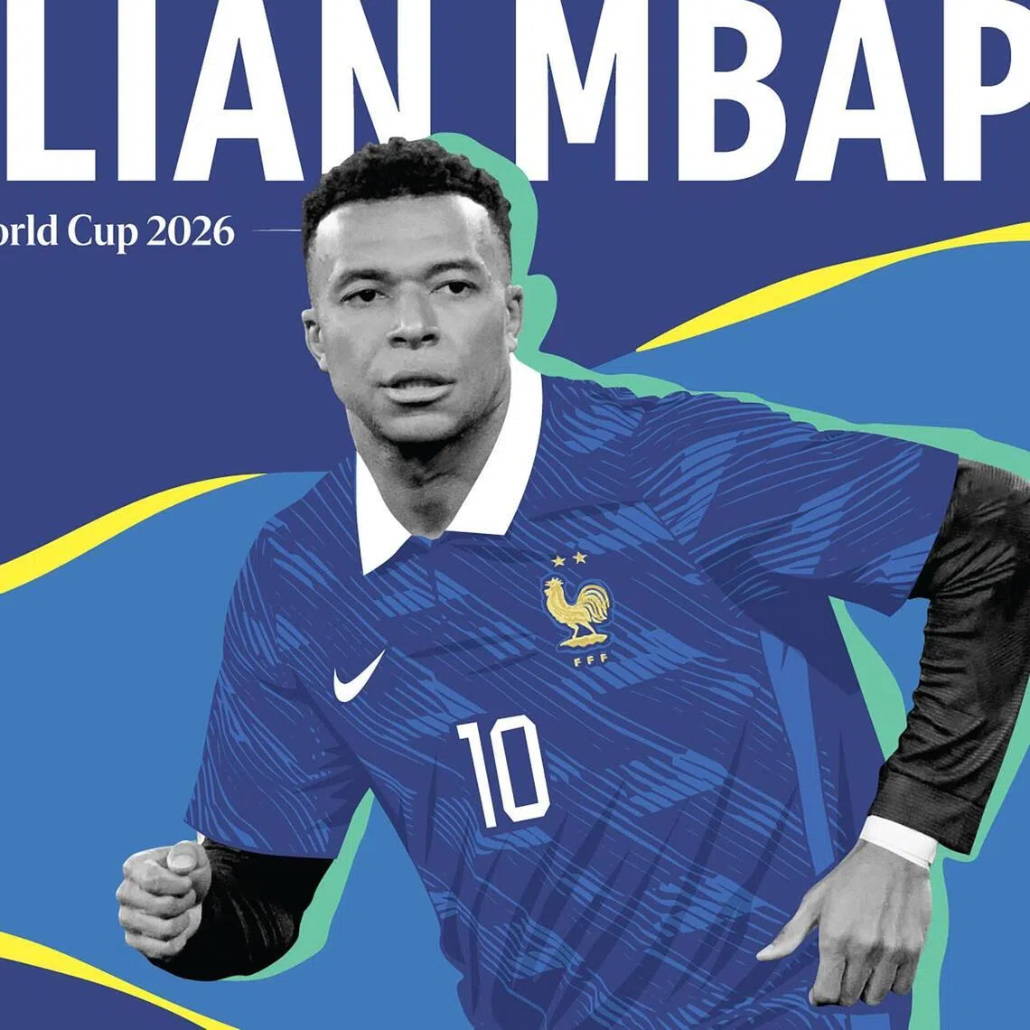 Apart from helping his country to another final berth Kylian Mbappe will have his sights set on becoming the leading scorer in World Cup history. The poster is part of ST's daily full-page preview of all the World Cup groups from May 30 to June 10. Collect all 12 editions for a grand surprise.