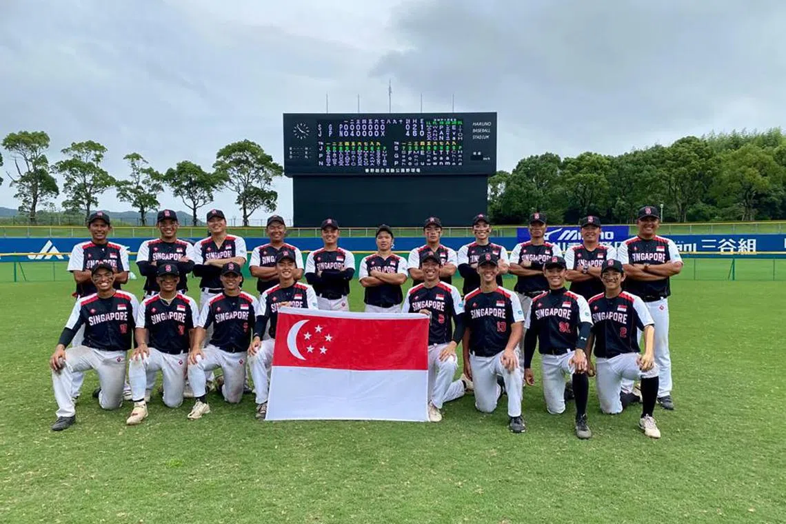 Singapore's men's softball team clinched a historic second-placed finish at the 2023 Asia Cup on Wednesday.

PHOTO: SINGAPORE BASEBALL AND SOFTBALL ASSOCIATION