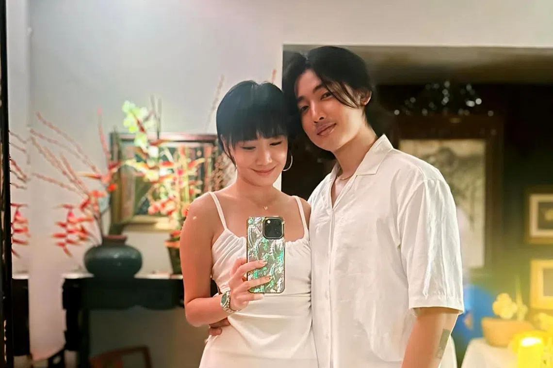 Actress Julie Tan and influencer Douglas Tan in a photo on social media on Feb 11.