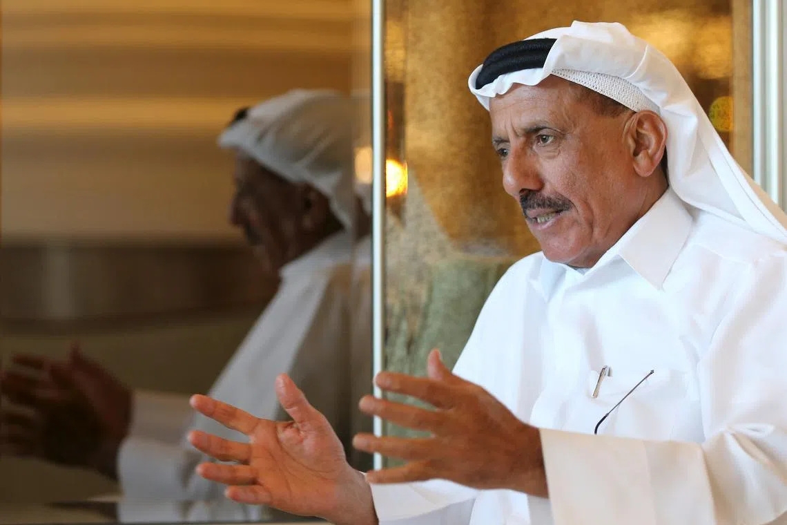 FILE PHOTO: Khalaf Ahmed Al Habtoor, Chairman of the Al Habtoor Group, gestures during an interview with Reuters in Dubai January 9, 2016. Picture taken January 9, 2016. REUTERS/Ashraf Mohammad/File Photo