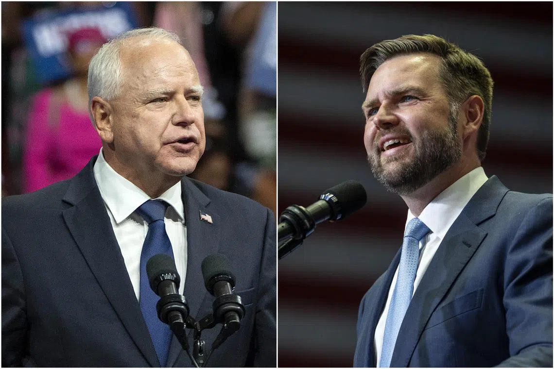 Governor Tim Walz of Minnesota (left) was a former school teacher before entering politics. Senator JD Vance of Ohio was a venture capitalist before entering politics.