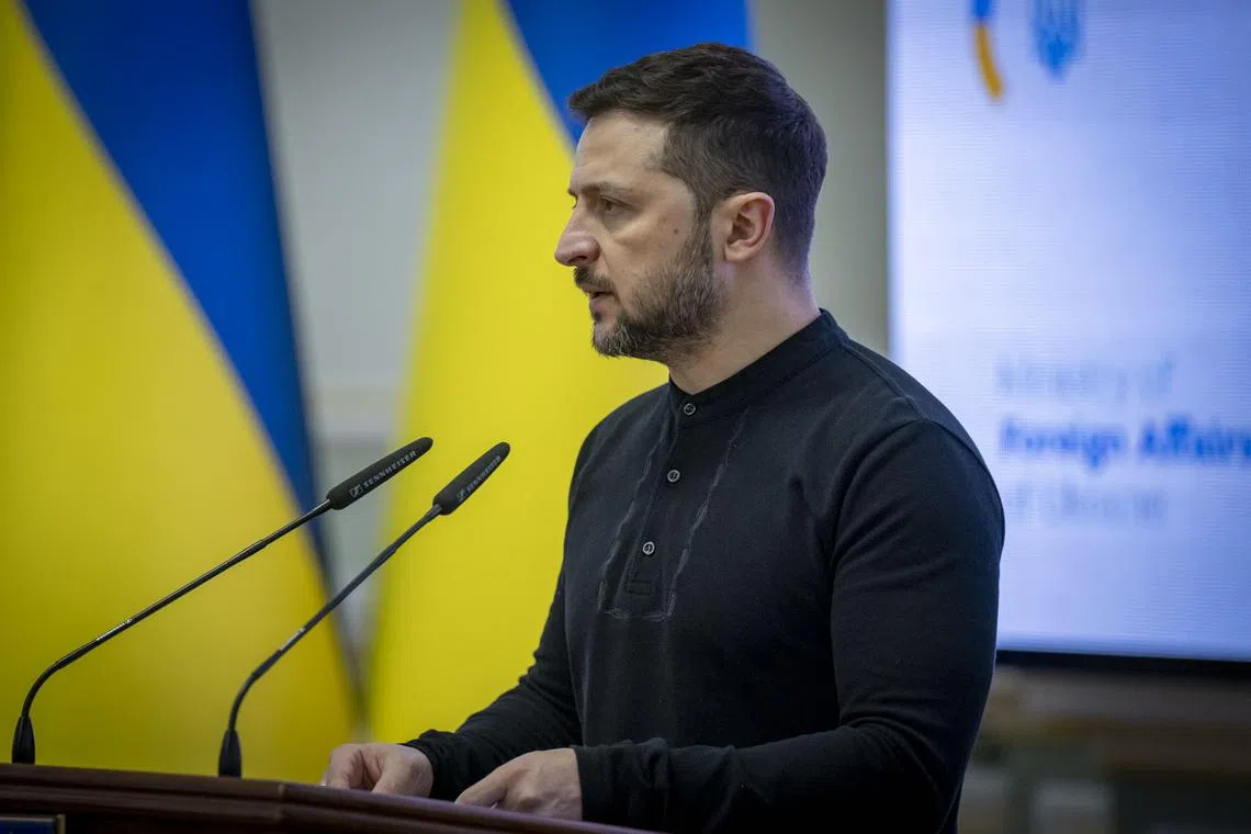 Ukrainian President Volodymyr Zelensky told diplomats in Kyiv that Ukraine's  membership of Nato would stabilise global relations.
