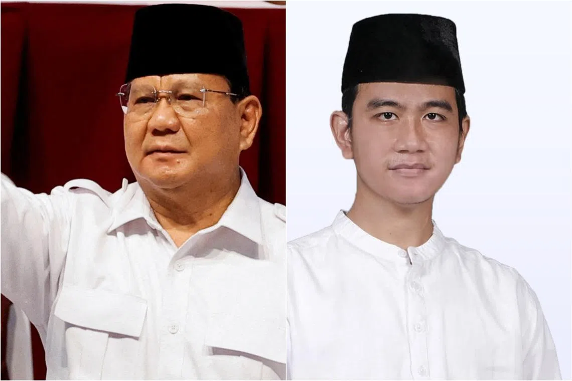 Mr Prabowo Subianto (left) will run for president in the 2024 election with Mr Gibran Rakabuming Raka as his vice-president candidate. 
