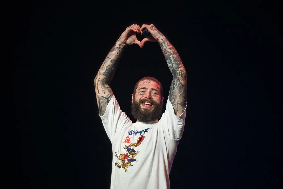 American hip-hop star Post Malone was the headlining music act on the second night of the Formula 1 Singapore Airlines Singapore Grand Prix 2023.
