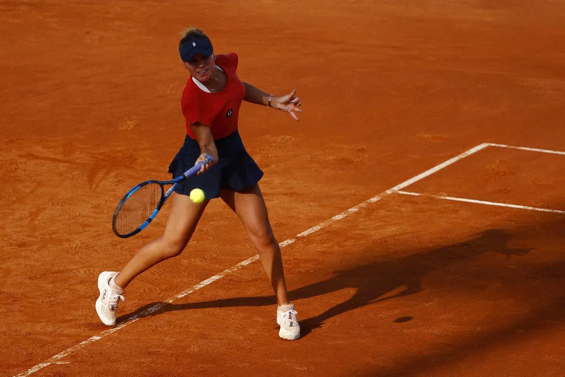 Sofia Kenin of the US in action during her round of 128 match against Spain's Cristina Bucsa.
