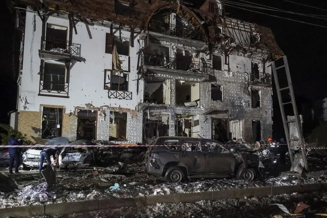 A view shows a site of Park Hotel destroyed during a Russian missile strike, amid Russia's attack on Ukraine, in central Kharkiv, Ukraine January 11, 2024. REUTERS/Vyacheslav Madiyevskyy/File Photo