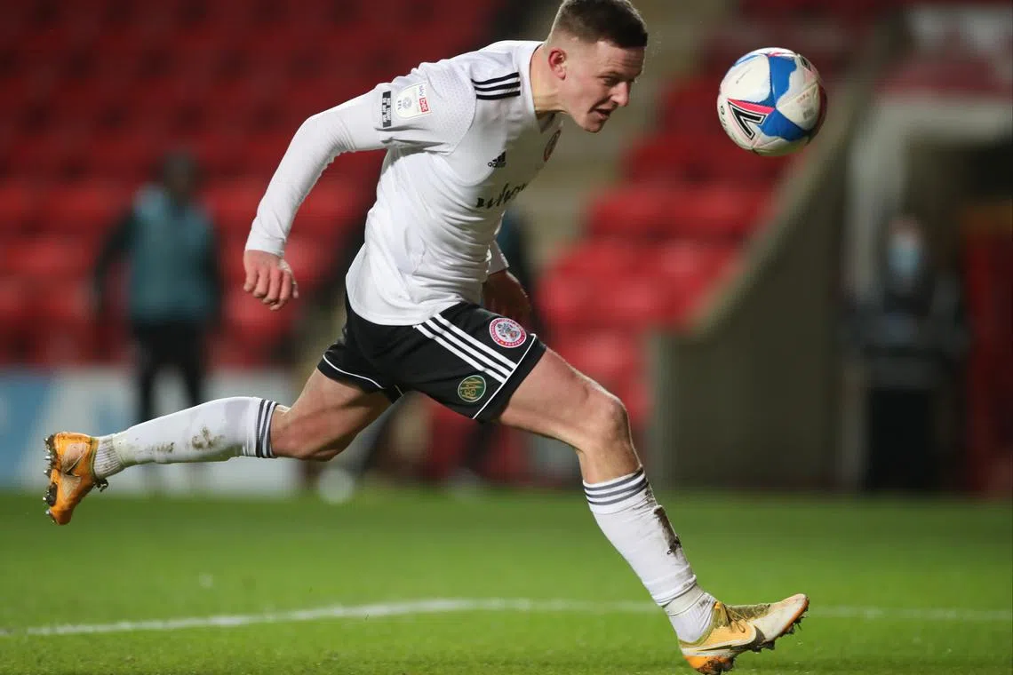 FILE PHOTO: Soccer Football - League One - Charlton Athletic v Accrington Stanley - The Valley, London, Britain - January 8, 2021 Accrington Stanley's Colby Bishop scores their first goal Action Images/Peter Cziborra/File Photo