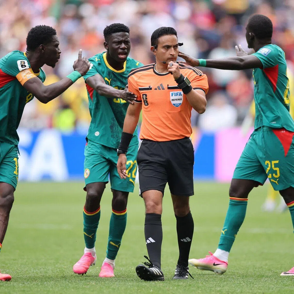 Several Senegal players were visibly upset when Belgium was given a penalty late in extra time.