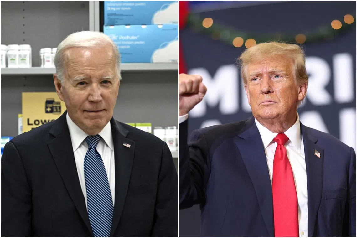 In a campaign fundraiser in Maryland, US President Joe Biden (left) also likened some of Mr Donald Trump’s rhetoric to that of Nazi Germany.