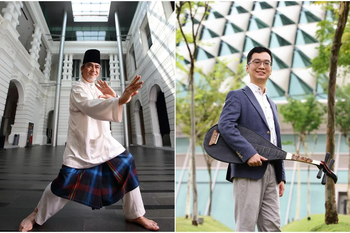 Cultural Medallion recipient Osman Abdul Hamid (left) choreographs for The Sisters' Islands, composed by Young Artist Award winner Wang Chenwei.