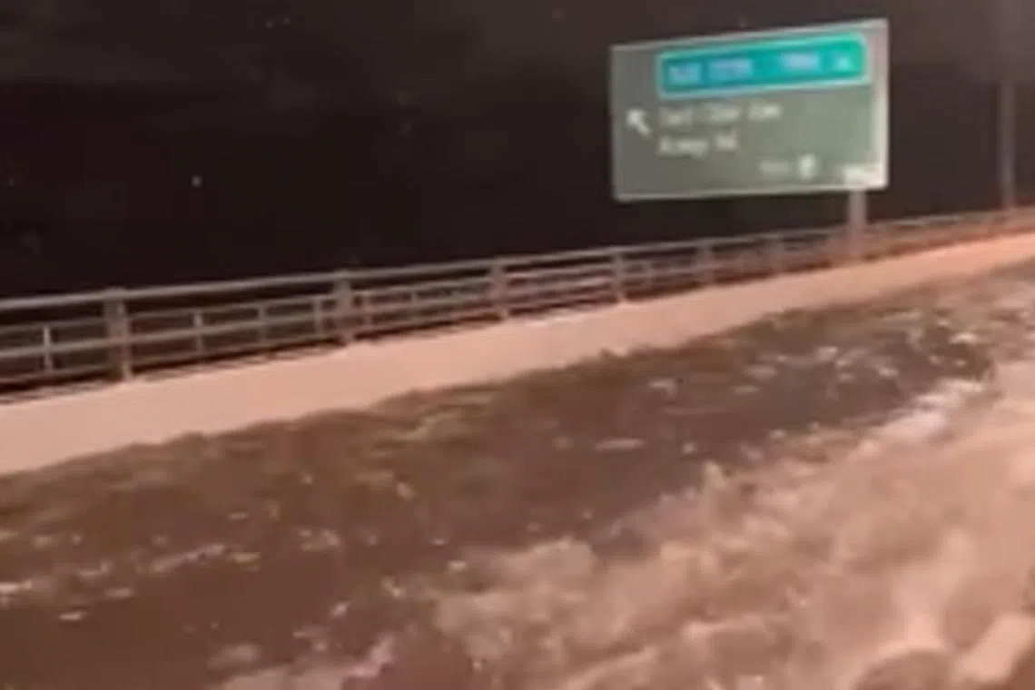 Rainwater had accumulated along a 100m stretch of the BKE road shoulder near Kranji Exit 8. 