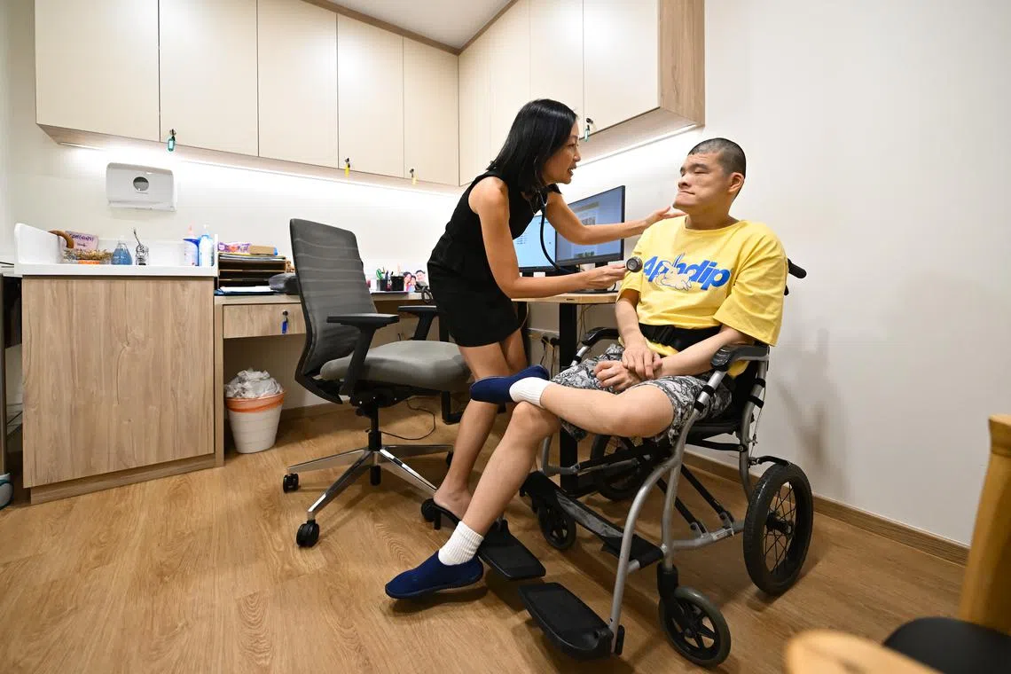  Dr Chen Shiling checking on Mr Kenji Lee at IDHealth clinic on June 26, 2023.