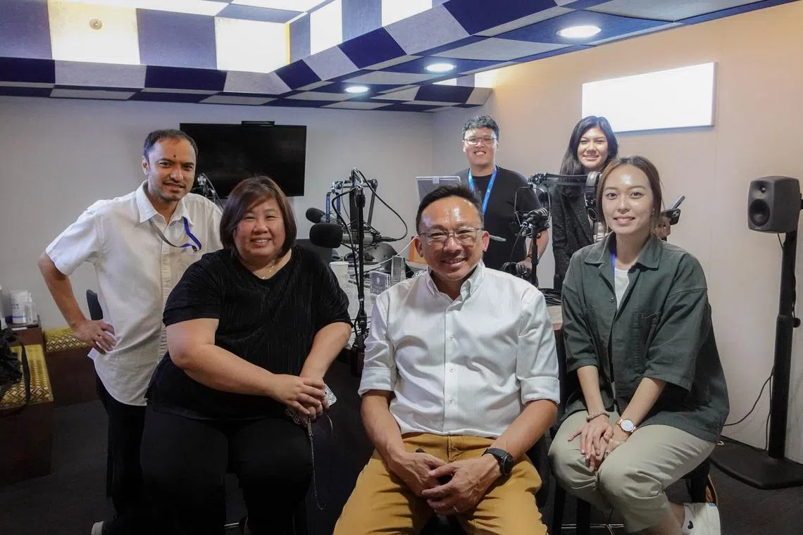(First row, from left) ST podcast editor Ernest Luis, Belinda Huang and Khoo Peng Beng, founders and directors of Arc Studio Architecture + Urbanism, housing correspondent Michelle Ng, (second row) podcast producer Hadyu Rahim  and digital graphics journalist Charlene Chua.