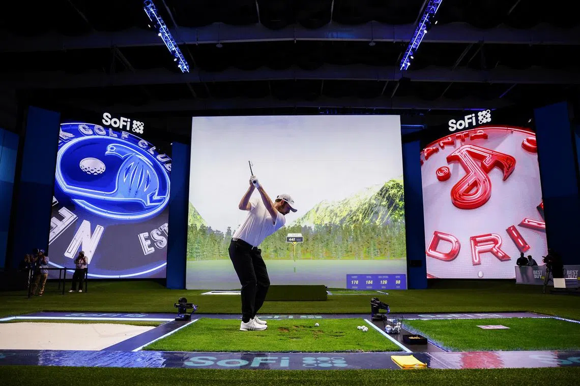 Patrick Cantlay of Atlanta Drive GC warms up before their TGL match at SoFi Centre on January 21, 2025 in Palm Beach Gardens, Florida. 