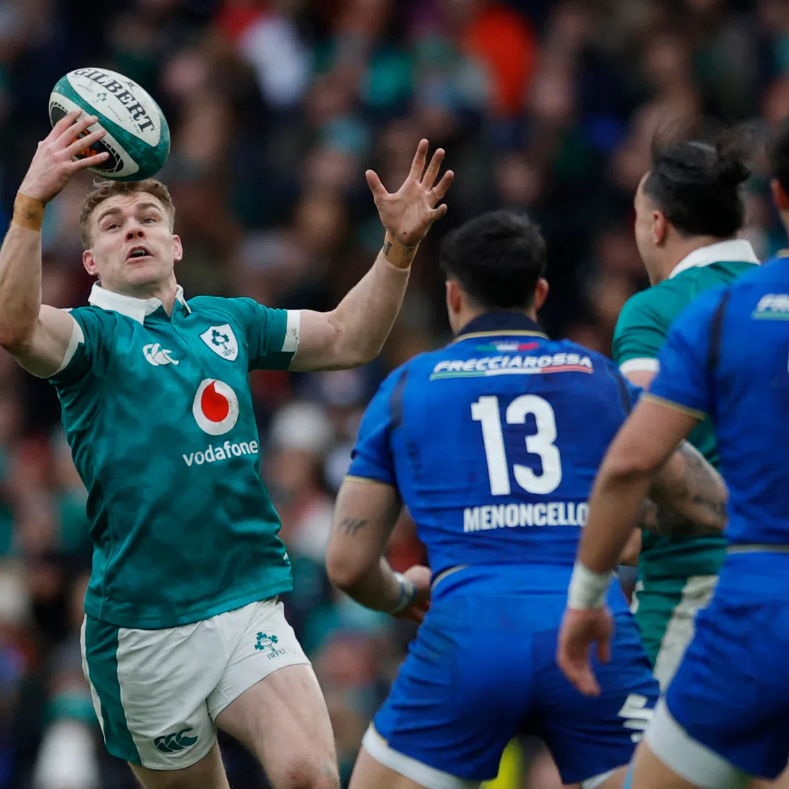 FILE PHOTO: Rugby Union - Six Nations Championship - Ireland v Italy - Aviva Stadium, Dublin, Ireland - February 14, 2026 Ireland's Garry Ringrose in action REUTERS/Clodagh Kilcoyne/File Photo